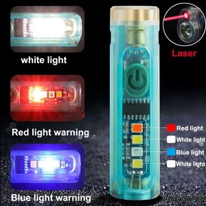 Torches Mini Keychain USB C lampe LED rechargeable avec aimant Camping Light Emergency 12 Modes Torch Work Lights