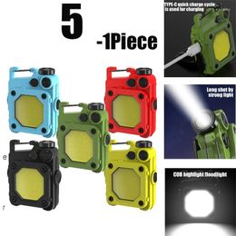 Lampes de poche Torches Mini lampe de poche LED porte-clés lumière USB charge multifonctionnelle Portable Camping lampes de travail pêche lanterne COB