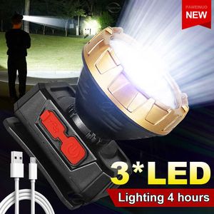 Lampes de poche torches Mini lampe frontale LED 4 modes lampe de poche frontale charge lampe rechargeable petits phares camping travail lanterne avant 0109