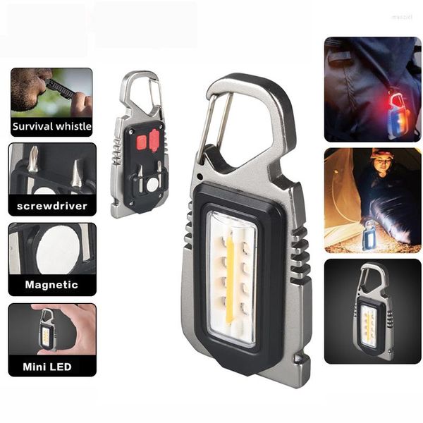 Linternas antorchas mini llave led luz 3 modos rojo azul hombro impermeable botella de linterna de campamento recargable