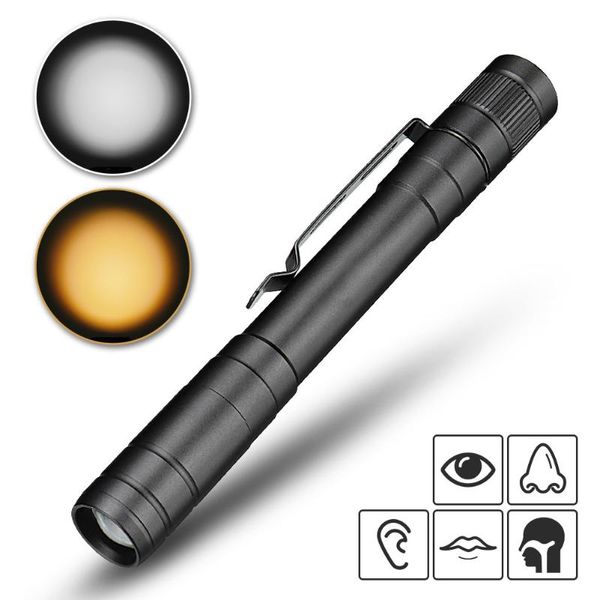 Torches de lampes de poche Mini Mini LED Pen Light Torch Double source Ultra Bright reflayer imperméable adapté à l'aventure