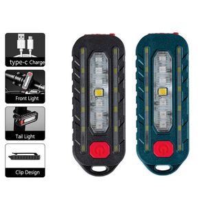 Lampes de poche Torches Mini LED USB Rechargeable Vélo Lumière Portable Poche Porte-clés Lampe Vélo Feu Arrière Flash Avertissement LumièreFlashlights Flas