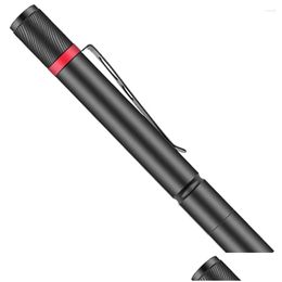 Zaklampen Zaklampen Mini Pen Led Hoogtepunt Handlamp Aluminium Buiten Met Clip Drop Delivery Sport Buiten Cam Wandelen A Dh2Dx