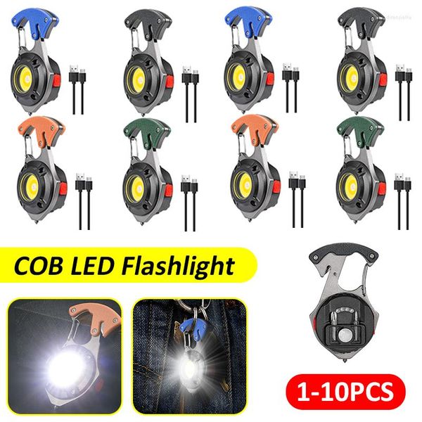 Linternas Antorchas Mini Luz de trabajo LED Lámpara USB recargable Carga de emergencia COB Llavero Luces de camping con imán