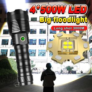 Zaklampen fakkels meest krachtige zaklamp met USB -opladen Ultra krachtige zaklamp tactische lantaarn -LED oplaadbare lamp Torch verlichting 1500m P230517