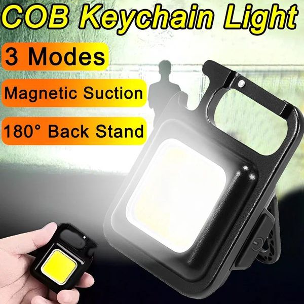 Lampes de poche Torches Multifonctionnel Mini USB Poche Rechargeable COB Lampe de Travail LED Porte-clés Pour Camping En Plein Air Pêche