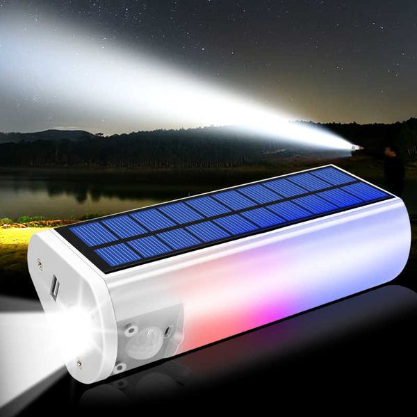 Linternas Antorchas Luz solar multifuncional 650lm Linternas solares portátiles Antorchas Cargador de teléfono Lámpara impermeable para interiores al aire libre para acampar L221014