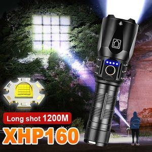 Zaklampen fakkels nieuwe 99900000lm oplaadbare zaklamp XHP160 High Power LED -zaklampen Krachtige Torch USB Tactical Lantern Zoom Lighting 1200m 0109