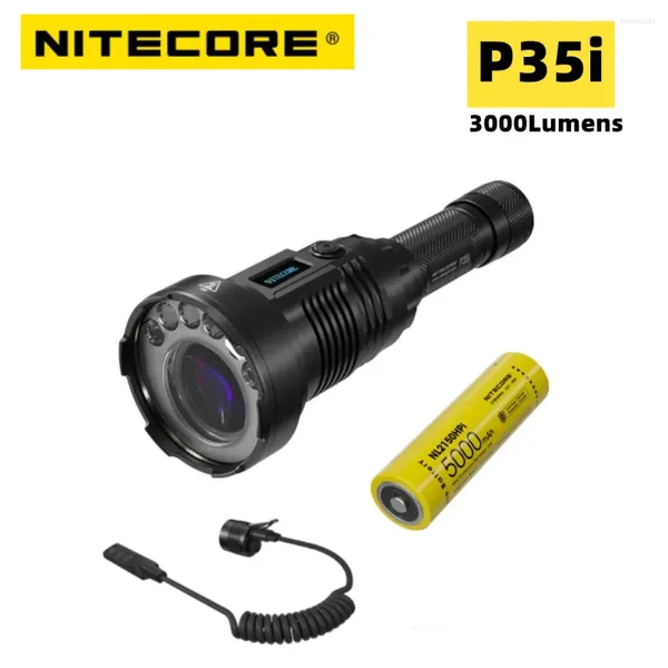 Linternas Antorchas NITECORE P35i Linterna Ultra Larga Distancia Doble Haz 1650M USB-C Recargable LEP 3000Lumens Antorcha Pantalla Oled con