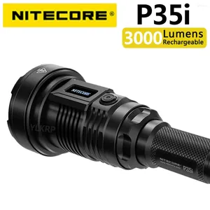 Linternas Antorchas NITECORE P35i Linterna LEP de largo alcance 1650 metros 3000 lúmenes Antorcha recargable USB-C Luces de inundación puntuales RSW2i