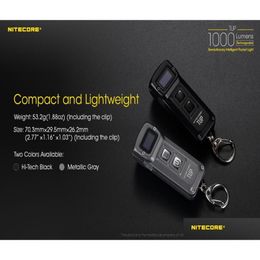 Lanternas Tochas Nitecore Tup Mini Lanterna Xp-L HD V6 Max 1000 Lm Distância de Feixe 180m Revolucionária Inteligente Edc Tocha Usb R Otsjn