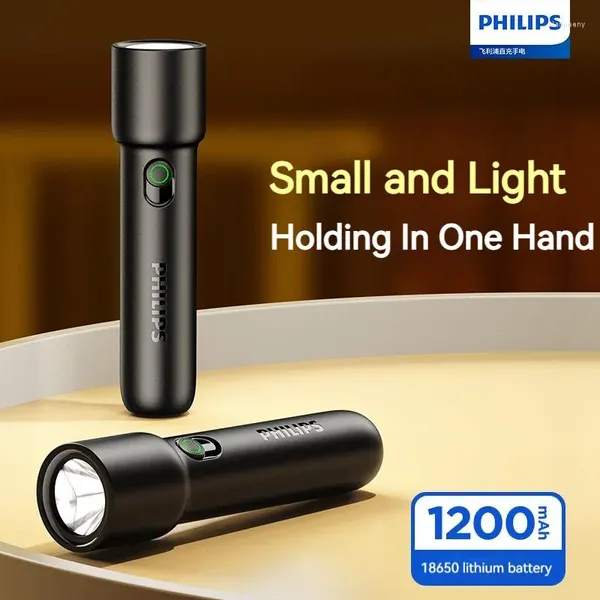 Lampes de poche Torches Philips 2024 EDC lampe de poche portable rechargeable LED pour la défense personnelle auto-défense camping randonnée