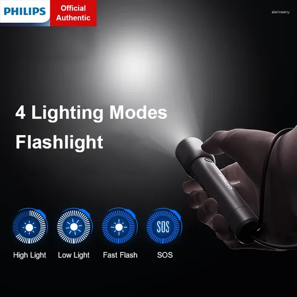 Lampes de poche Torches Philips puissante lampe de poche rechargeable portable LED lampe de camping intérieure et extérieure pour l'auto-défense randonnée pêche