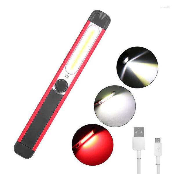 Lampes de poche torches torche LED portable COB lanterne de travail USB charge Lanterna batterie intégrée avec aimant stylo lampe de nuit de travail