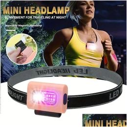 Linternas Antorchas Iluminación deportiva portátil Fuerte Luz de pecho magnética Cabeza desmontable Al aire libre LED Sile Noche Correr Drop Entregar DHSE4