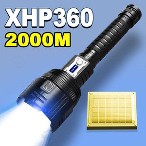 Lampes de poche Torches Lampe de poche puissante XHP360 avec zoom de charge USB 2000m Lampe de poche tactique de l'armée XHP70 Torche portable Lampes de poche LED haute puissance P230517