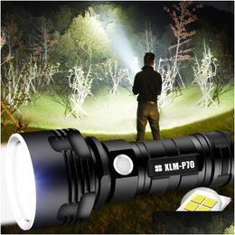 Zaklampen Zaklampen Shen Tra Powerf Led Zaklamp L2 X50 Tactische Zaklamp Usb Oplaadbare Linterna Waterdichte Lamp Heldere Lantaarn 2103 Dhayb