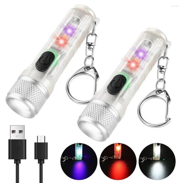 Lampes de poche Torches petites rechargeables hautes lumens type-c charge rapide porte-clés lumière 11 modes torche de poche pour l'extérieur