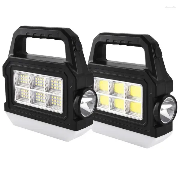 Lampes de poche Torches solaires rechargeables COB Camping projecteur lumière extérieure 1200 mAh étanche 5 Modes pour la randonnée pêche