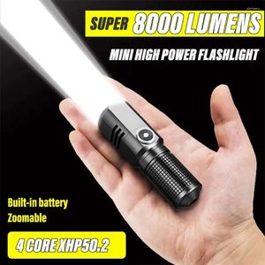 Linternas Antorchas Super Bright MINI XHP50 LED Linterna USB Antorcha Recargable Zoom Pesca Linterna Potente 3 Modo de Iluminación Lámpara de Camping