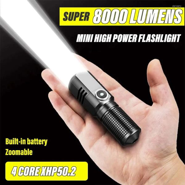 Linternas Antorchas Super Bright MINI XHP50 LED Linterna USB Antorcha Recargable Zoom Pesca Linterna Potente 3 Modo de Iluminación Lámpara de Camping
