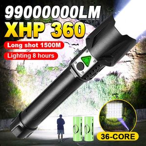 Flashlights Torches Super Bright XHP360 Powerful Flashlight Rechargeable Torch Light High Power Led Flashlights With Usb Charging Camping Lantern 0109