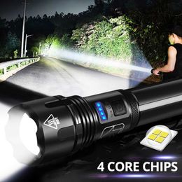 Lampes de poche torches super brillantes zoom usb lampe de poche Z4 XHP50 TACTIQUE TORCH USB RECHARGETYWATER SUPER BRIGHT OUTDOOR LANTER CAMPING L221014