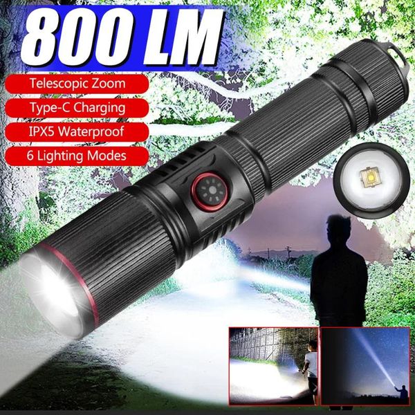 Normas de linternas Super Potentes de 30W LED USB RECARGABLE Láser Wick Torch Tactical Zoomable Camping Lantern