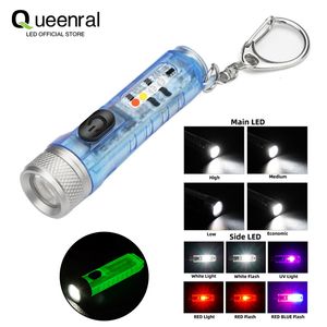 Flashlights Torches Torches Mini Keychain Flashlight LED Rechargeable Torch Portable Magnetic USB Charging High Power Camping Long Range Lantern 221122