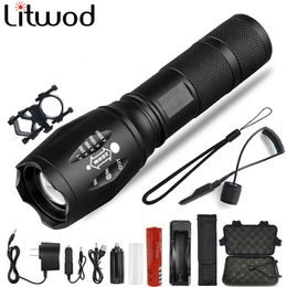 Linternas Antorchas Antorchas Z45 Linterna LED Antorcha ultrabrillante a prueba de agua T6L2V6 con zoom 5 modos Linterna táctica para uso en caza Batería 18650 221123