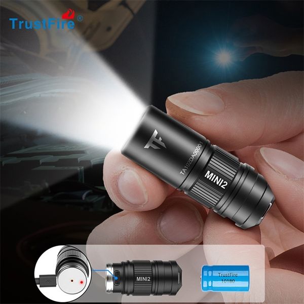 Lampes de poche torches Trustfire Mini2 Mini lampe de poche LED rechargeable porte-clés alimenté par USB 250 lumens lampe torche IPX8 EDC lampe torche 220922