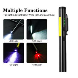 Lampes de poche torches Type-C USB rechargeable LED Spotlight Mutifonctional Laser Lights 365 Nm UV MAGNEITC COB Work Light