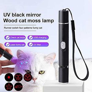 Flashlights Torches Ultraviolet Violet Flashlight Tool Laser Pen USB Charging Cat Lamp Detectie Purple Light Camping Multifunctionele vissersfakkel 0109