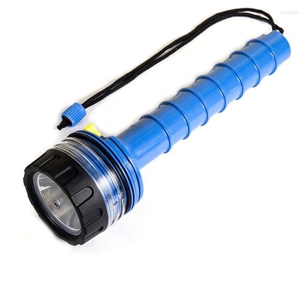 Lampes de poche Torches sous-marines étanches LED Lampe de plongée Longue S Récupération Professionnelle Puissante Bleu