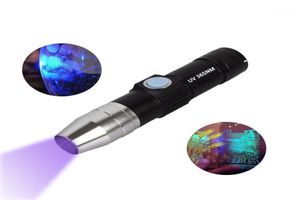 Zaklampen fakkels USB oplaadbaar 365 nm UV Light 3W LED Mini Pocket Torch Blacklight voor geld vingerafdruk detecteren2347003