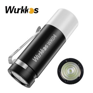 Lampes de poche Torches Wurkkos WK04 Mini lampe de poche USB C torche rechargeable en alliage d'aluminium avec lanterne 90CRI blanc lumière LED rouge IP68 randonnée Camping 231018