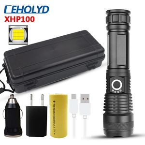 Linternas Antorchas XHP100 9-core Alta calidad Potente Led Usb recargable 18650 26650 Batería Zoomable Antorcha Linterna de luz para