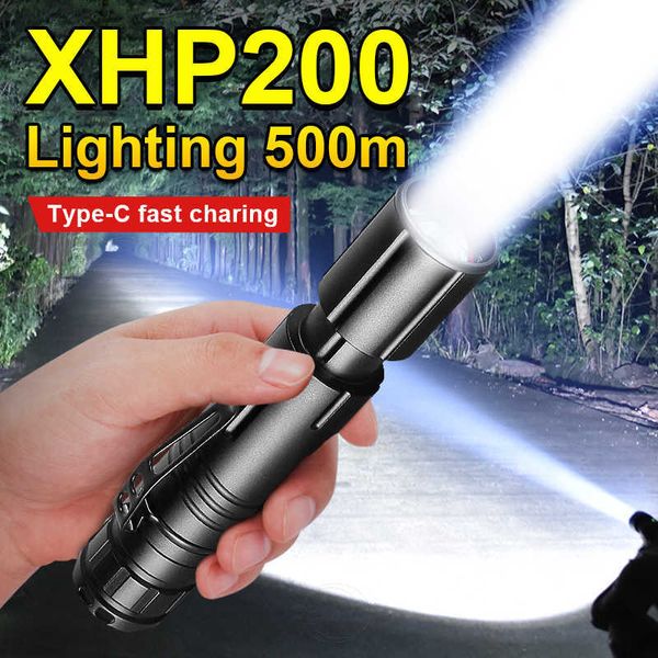 Lampes de poche torches XHP200 lampe de poche tactique 18650 lampe de poche rechargeable XHP50 torche portable étanche petite lampe de travail poche Mini lanterne LED P230517