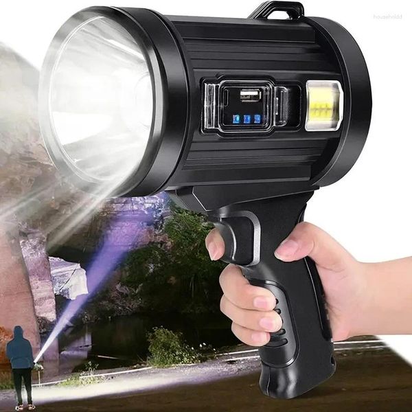 Linternas Antorchas XHP70 Linterna LED recargable de alta potencia Reflector Potente antorcha Proyector Iluminación portátil con litio de 9000 mAh