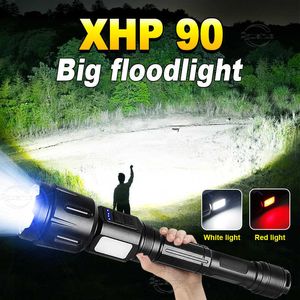 Zaklampen fakkels XHP90 Krachtige militaire zaklamp met zoom 500000 lumen leger tactisch flitslicht oplaadbare mini fakkel licht campinglamp 0109