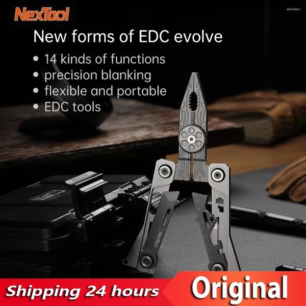 Linternas Antorchas YOUPIN NexTool Silver Blade EDC Tool 14-en-1 Conjunto de herramientas múltiples Alicates portátiles multifuncionales para exteriores Cuchillo plegable