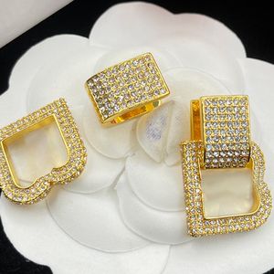 Flashy Diamante Oorbellen Chic Charm Stud Dames Oorbel Goud Eardrop Classic Retro Classy Oorbellen Party Sieraden Met Box Pakket