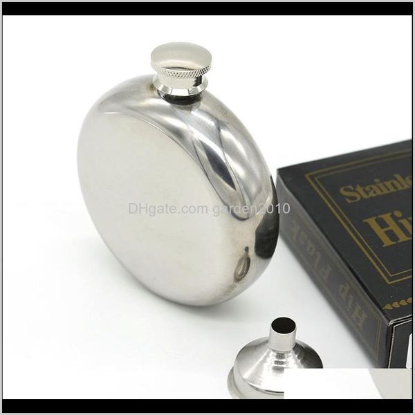 Flacons 5Oz Rond Portable Liqueur Vin Pot En Acier Inoxydable Miroir Brillant Hanche Flasque Avec Entonnoir Voyage Whisky Bouteille W390M Tobtq