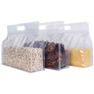 Bolsa de fondo plano Bolsas de almacenamiento de nueces para alimentos Bolsa de embalaje autosellante con cremallera transparente