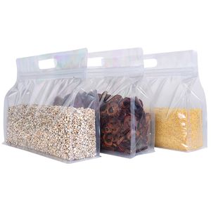 Bolsa de fondo plano Bolsas de almacenamiento de nueces para alimentos Bolsa de embalaje autosellante con cremallera transparente