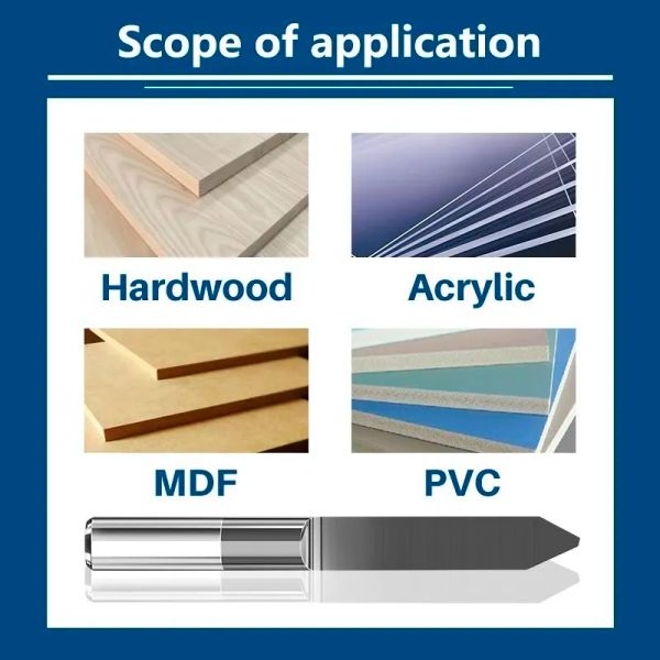 Bits de gravure à fond plat 3.175 mm 1pc 10/15/20/30/45 degrés V Forme en carbure de carbure PCB Plastique acrylique Plastique 3D Cutter