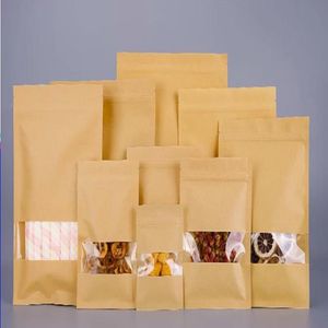 Etepa – sac d'emballage en papier Kraft à fond plat, fenêtre transparente, fermeture éclair, pochettes refermables de rangement pour cadeaux en poudre de café