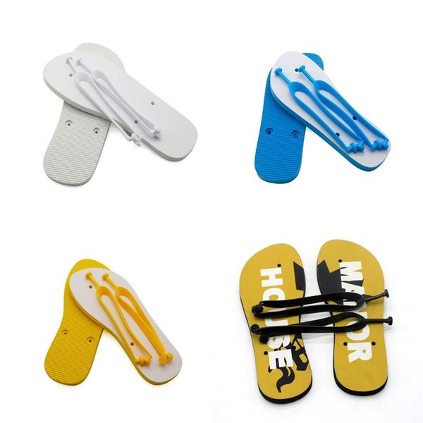 Blancs de sublimation à fond plat pantoufle en caoutchouc maison tongs en plein air plage de sable chaussures de voyage originalité hommes femmes hommes 14ex N2