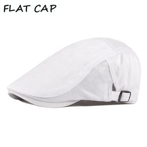 Casquette plate blanc été classique chapeaux pour hommes béret respirant maille gavroche casquettes extérieur Golf chapeau rétro lierre casquette 55-60cm