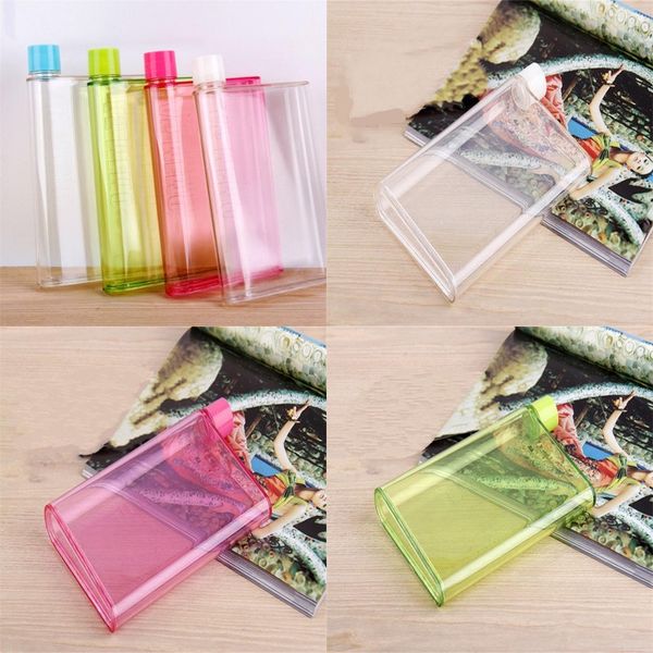 Gobelet en plastique transparent carré Muti couleur bouteille d'eau forme de cahier en plein air tasses sportives couvercle à vis mode Bardian 4 2sh G2